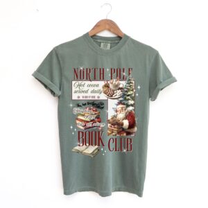 vintage christmas sweatshirt for book lovers north pole book club design funny santa t shirt for holiday celebrations t9ckc