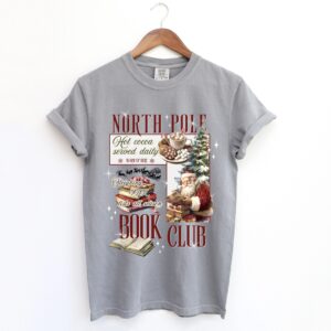 vintage christmas sweatshirt for book lovers north pole book club design funny santa t shirt for holiday celebrations zaymy