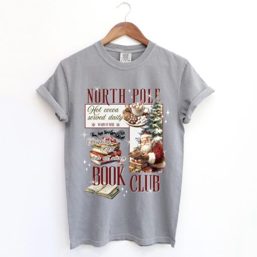 vintage christmas sweatshirt for book lovers north pole book club design funny santa t shirt for holiday celebrations zaymy scaled