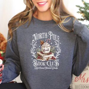 vintage christmas sweatshirt for book lovers north pole book club design funny smut reader crewneck for holiday celebrations pzem2