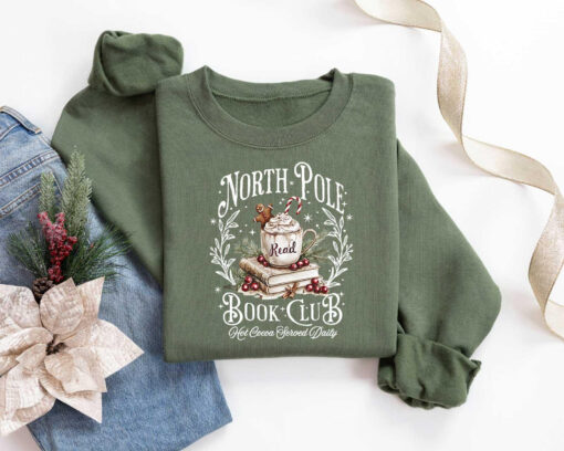 vintage christmas sweatshirt for book lovers north pole book club design funny smut reader crewneck for holiday celebrations zraqt