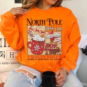 vintage christmas sweatshirt for book lovers north pole book club hoodie with festive design and comfortable fit cpv3e