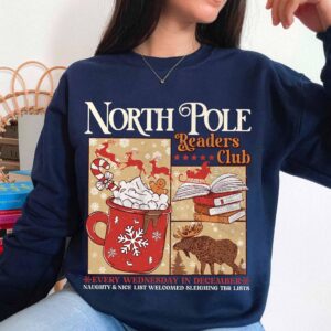 vintage christmas sweatshirt for book lovers north pole readers club hoodie with cozy design g8non