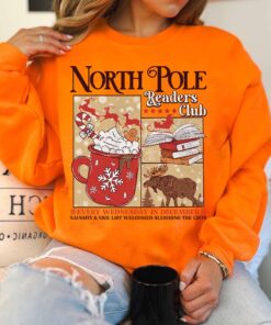 vintage christmas sweatshirt for book lovers north pole readers club hoodie with cozy design z7lbl