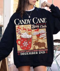 vintage christmas sweatshirt for book lovers with candy cane design and santa theme ideal for winter book club gatherings 9a6uf