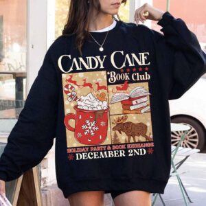 vintage christmas sweatshirt for book lovers with candy cane design and santa theme ideal for winter book club gatherings 9a6uf