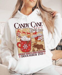 vintage christmas sweatshirt for book lovers with candy cane design and santa theme ideal for winter book club gatherings kmn22