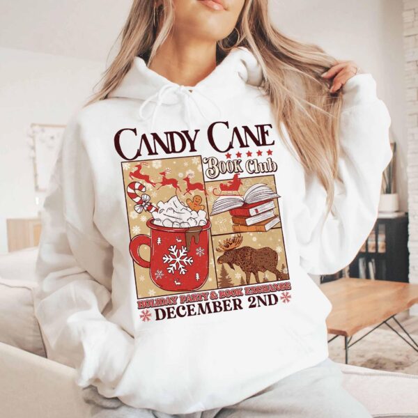 vintage christmas sweatshirt for book lovers with candy cane design and santa theme ideal for winter book club gatherings kmn22