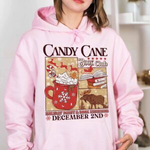 vintage christmas sweatshirt for book lovers with candy cane design and santa theme ideal for winter book club gatherings uehef