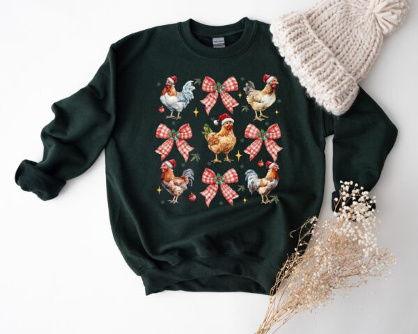 vintage christmas sweatshirt for chicken lovers featuring chickens design in crewneck style 3ezop