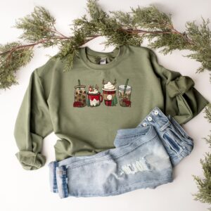 vintage christmas sweatshirt for coffee lovers featuring camping and winter themes 18tdd