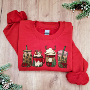 vintage christmas sweatshirt for coffee lovers featuring camping and winter themes pnpyj