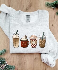 vintage christmas sweatshirt for coffee lovers featuring snowman and latte design ideal for winter wear 4l7cz scaled