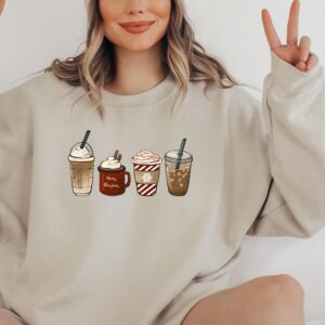 vintage christmas sweatshirt for coffee lovers featuring snowman and latte design ideal for winter wear yt89y