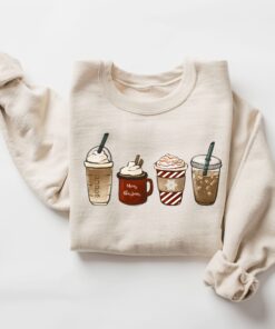 vintage christmas sweatshirt for coffee lovers featuring snowman design and winter latte theme ag9cm scaled