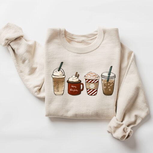 vintage christmas sweatshirt for coffee lovers featuring snowman design and winter latte theme ag9cm scaled