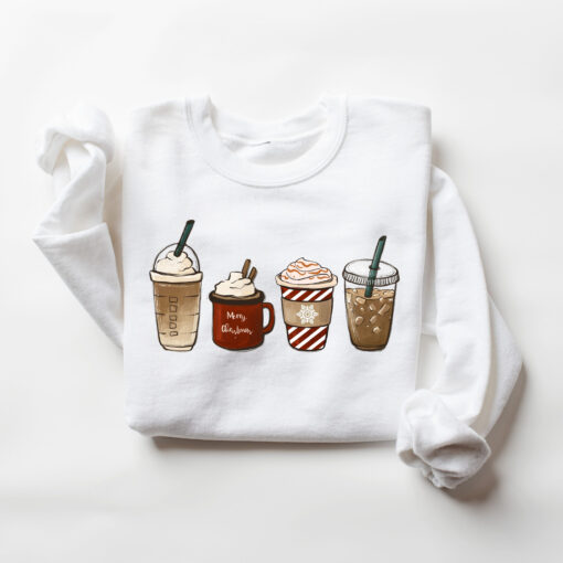 vintage christmas sweatshirt for coffee lovers featuring snowman design and winter latte theme bzntv scaled