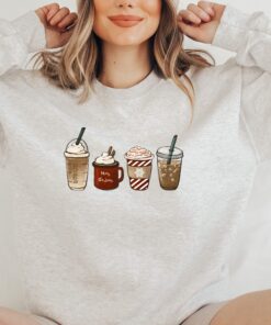 vintage christmas sweatshirt for coffee lovers featuring snowman design and winter latte theme dvizy scaled