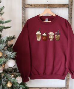 vintage christmas sweatshirt for coffee lovers featuring snowman design and winter latte theme ef5hj scaled