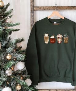 vintage christmas sweatshirt for coffee lovers featuring snowman design and winter latte theme ucsg2 scaled