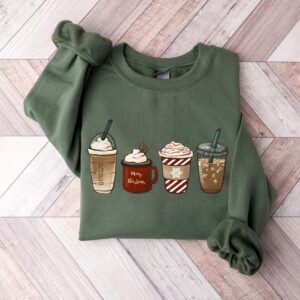 vintage christmas sweatshirt for coffee lovers featuring snowman design and winter latte theme vzhov