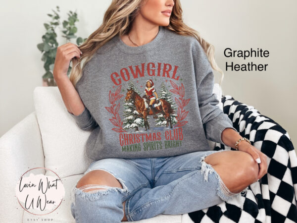 vintage christmas sweatshirt for cowgirls oversized western holiday shirt with festive design country christmas apparel hhzvp