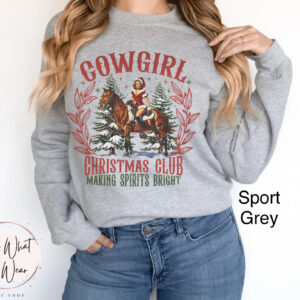 vintage christmas sweatshirt for cowgirls oversized western holiday shirt with festive design country christmas apparel jmt9c