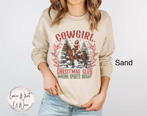 vintage christmas sweatshirt for cowgirls oversized western holiday shirt with festive design country christmas apparel kigqn