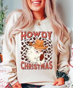 vintage christmas sweatshirt for cowgirls pink western santa design retro texas style holiday shirt cxten