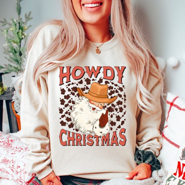 vintage christmas sweatshirt for cowgirls pink western santa design retro texas style holiday shirt