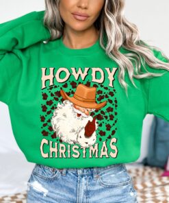 vintage christmas sweatshirt for cowgirls pink western santa design retro texas style holiday shirt obrzp