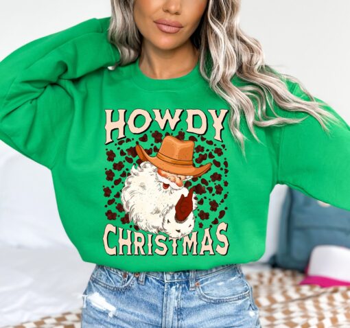 vintage christmas sweatshirt for cowgirls pink western santa design retro texas style holiday shirt obrzp