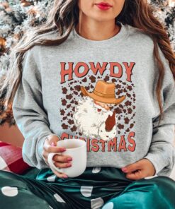 vintage christmas sweatshirt for cowgirls pink western santa design retro texas style holiday shirt uisz2