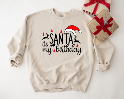 vintage christmas sweatshirt for december birthdays featuring santa design ideal for holiday celebrations and birthday parties hqjbd