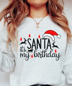 vintage christmas sweatshirt for december birthdays featuring santa design ideal for holiday celebrations and birthday parties pcpmc