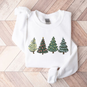 vintage christmas sweatshirt for family matching holiday style trendy crewneck jumper with christmas tree design palel