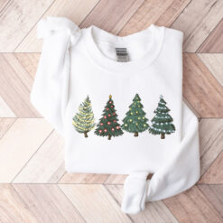 vintage christmas sweatshirt for family matching holiday style trendy crewneck jumper with christmas tree design palel scaled