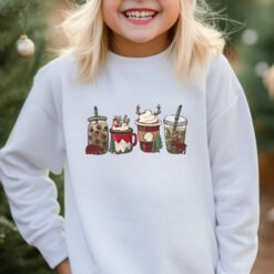 Vintage Christmas Sweatshirt for Kids Crewneck Design Featuring Winter Camping Theme