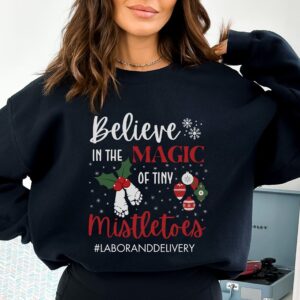 vintage christmas sweatshirt for labor and delivery nurses funny mistletoe design for nicu and obgyn professionals 9nmyo scaled