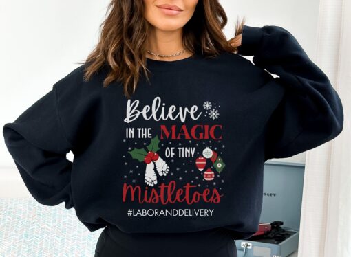 vintage christmas sweatshirt for labor and delivery nurses funny mistletoe design for nicu and obgyn professionals 9nmyo scaled