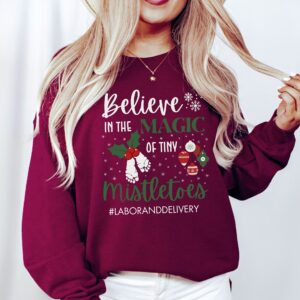 vintage christmas sweatshirt for labor and delivery nurses funny mistletoe design for nicu and obgyn professionals rmdxk