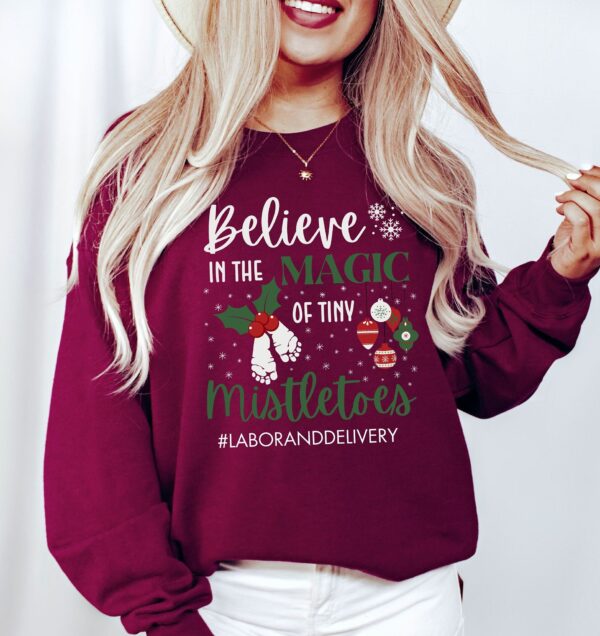 vintage christmas sweatshirt for labor and delivery nurses funny mistletoe design for nicu and obgyn professionals