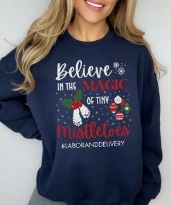 vintage christmas sweatshirt for labor and delivery nurses funny mistletoe design for nicu and obgyn professionals tlg4i