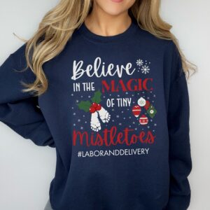 vintage christmas sweatshirt for labor and delivery nurses funny mistletoe design for nicu and obgyn professionals tlg4i