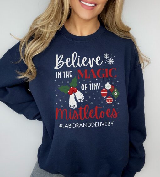 vintage christmas sweatshirt for labor and delivery nurses funny mistletoe design for nicu and obgyn professionals tlg4i