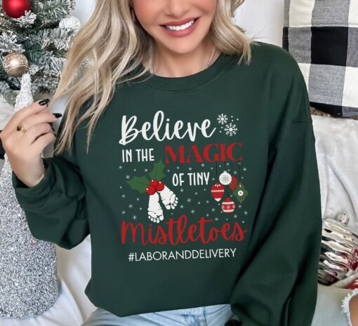 vintage christmas sweatshirt for labor and delivery nurses funny mistletoe design for nicu and obgyn professionals wgy1s