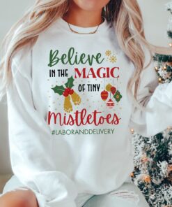 vintage christmas sweatshirt for labor and delivery nurses funny mistletoe design for nicu and obgyn professionals wojdo