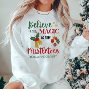 vintage christmas sweatshirt for labor and delivery nurses funny mistletoe design for nicu and obgyn professionals wojdo