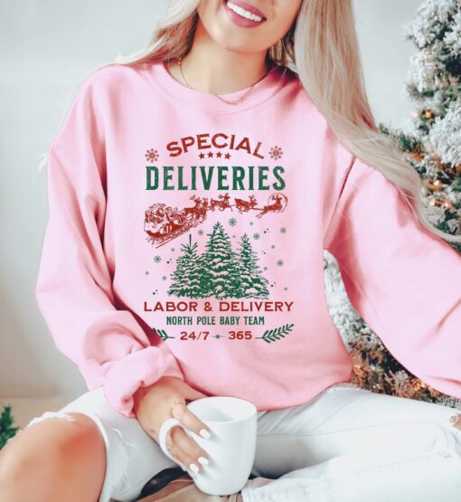 vintage christmas sweatshirt for labor and delivery nurses special deliveries design nicu nurse shirt for mother baby care ktlmy scaled