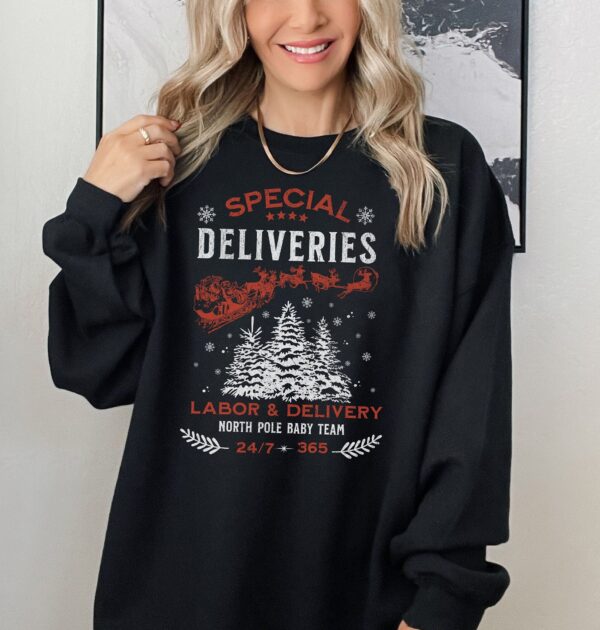 vintage christmas sweatshirt for labor and delivery nurses special deliveries design nicu nurse shirt for mother baby care zfqqo